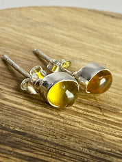 Baltic Amber Sterling Silver Stud Earrings(UV63)