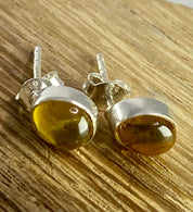 Baltic Amber Sterling Silver Stud Earrings(UV63)