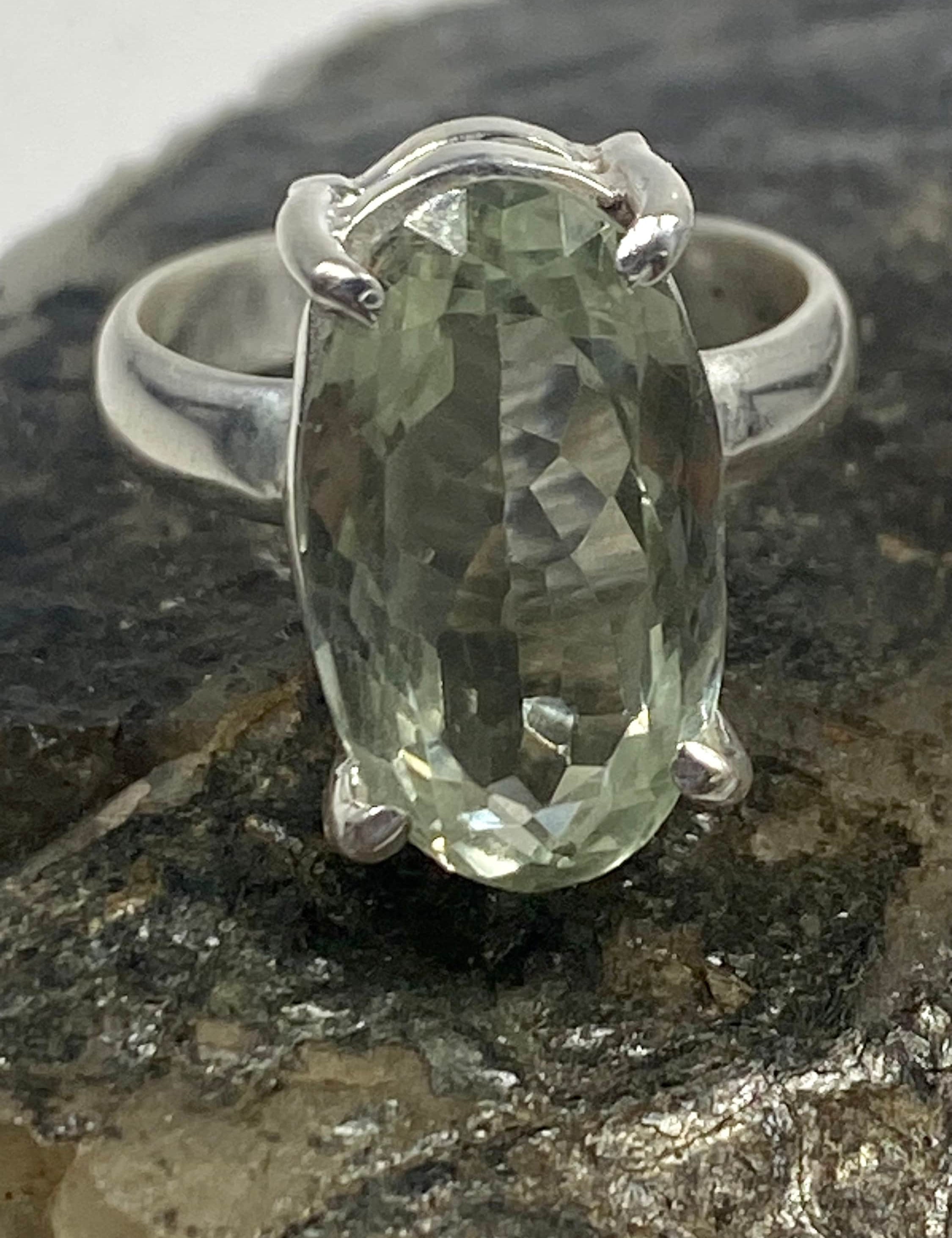 Green Amethyst (Prasiolite) and Silver Ring