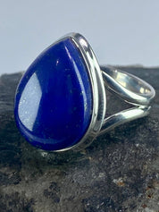 Natural Lapis Lazuli and Silver Ring (UV2756)