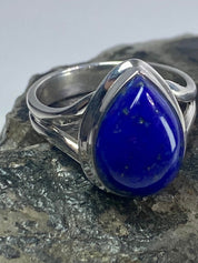 Natural Lapis Lazuli and Silver Ring (UV2786)