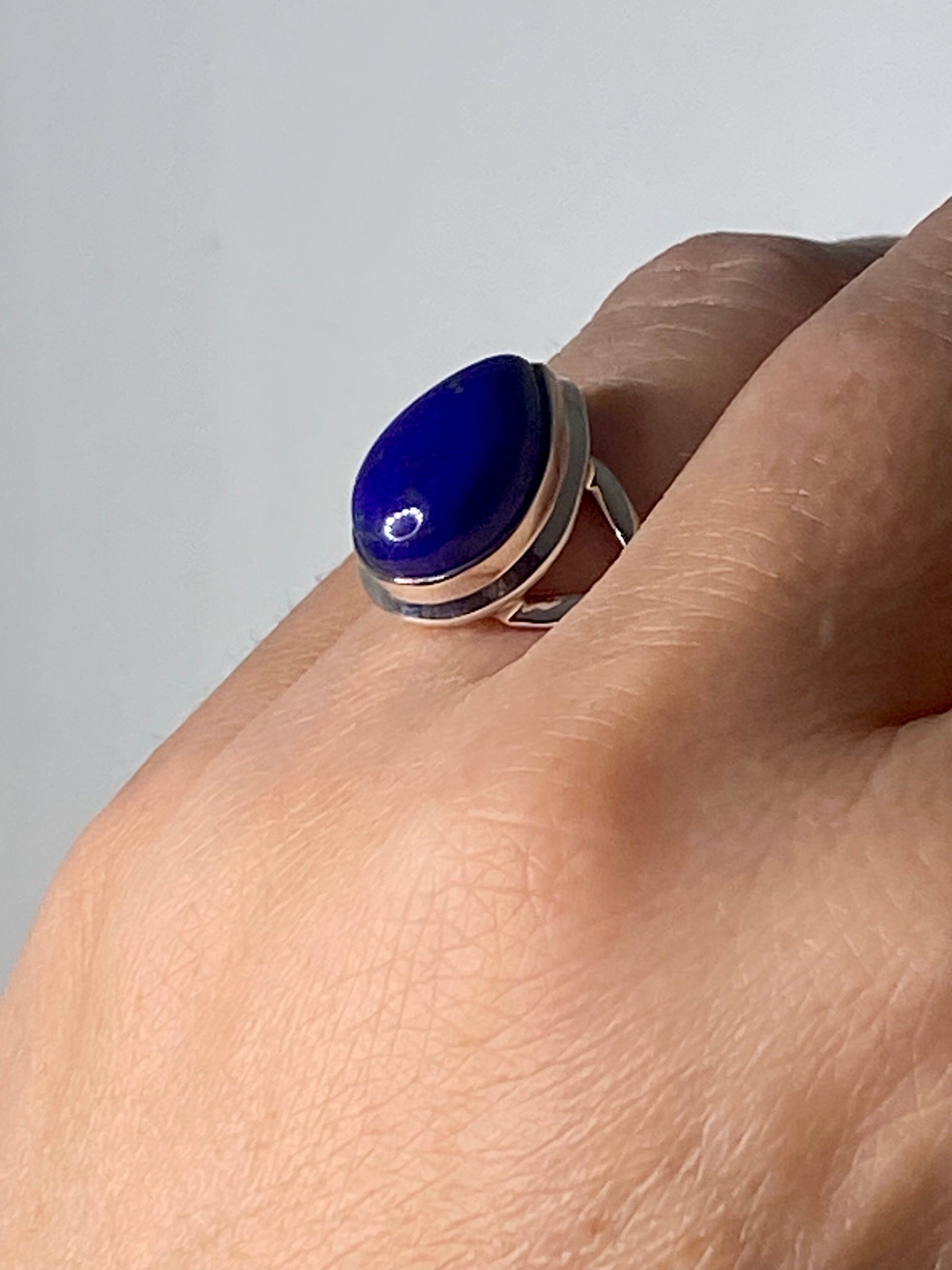 Natural Lapis Lazuli and Silver Ring (UV2786)