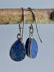 Natural Lapis Lazuli and Silver Dangle Earrings (UV1387)