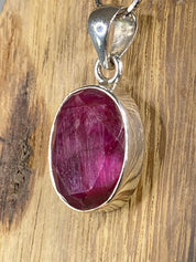 Raw Ruby and Silver Pendant (M)