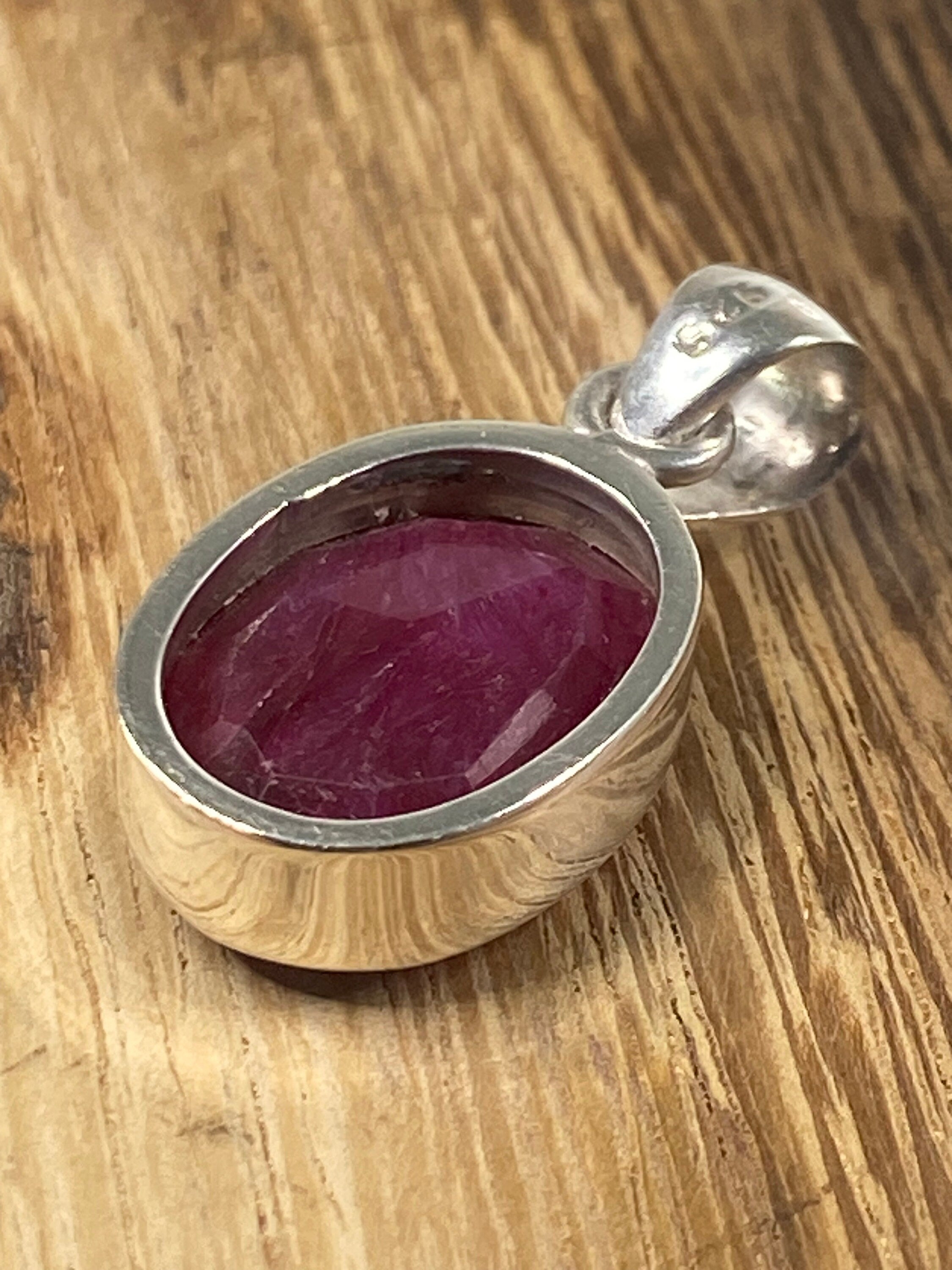 Raw Ruby and Silver Pendant (M)