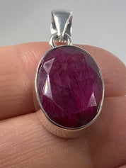 Raw Ruby and Silver Pendant (M)