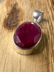 Raw Ruby and Silver Pendant (M)