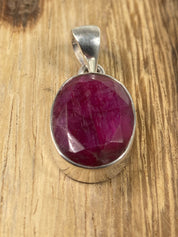 Raw Ruby and Silver Pendant (M)