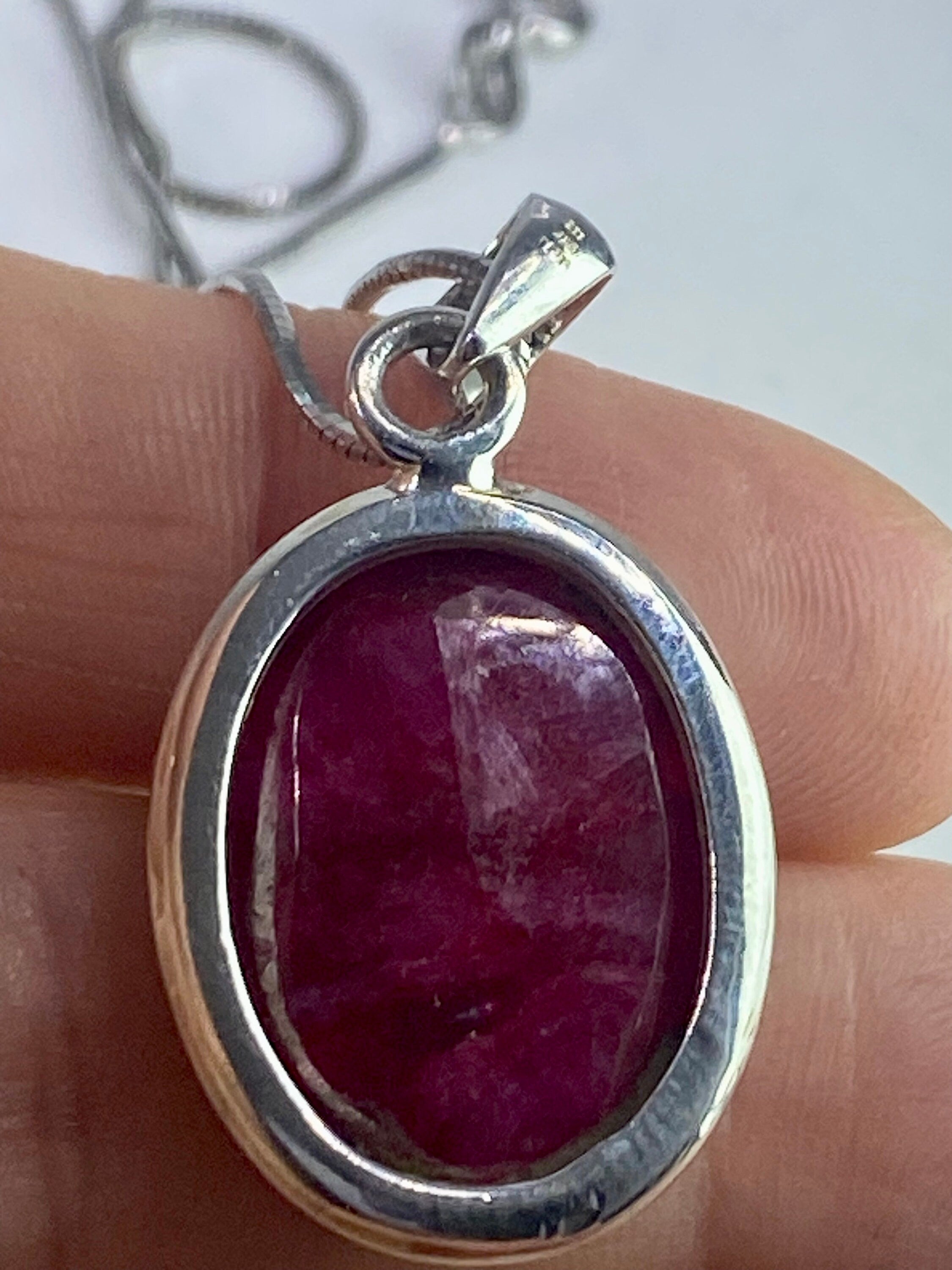 Raw Ruby and Silver Pendant (M)