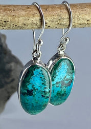 Natural Malachite in Chrysocolla Silver Earrings(UV768)