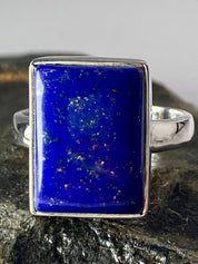 Natural Lapis Lazuli and Silver Ring (UV2918)