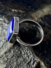 Natural Lapis Lazuli and Silver Ring (UV2918)