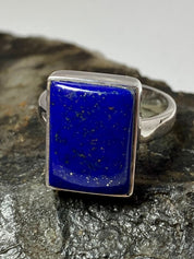 Natural Lapis Lazuli and Silver Ring (UV2918)