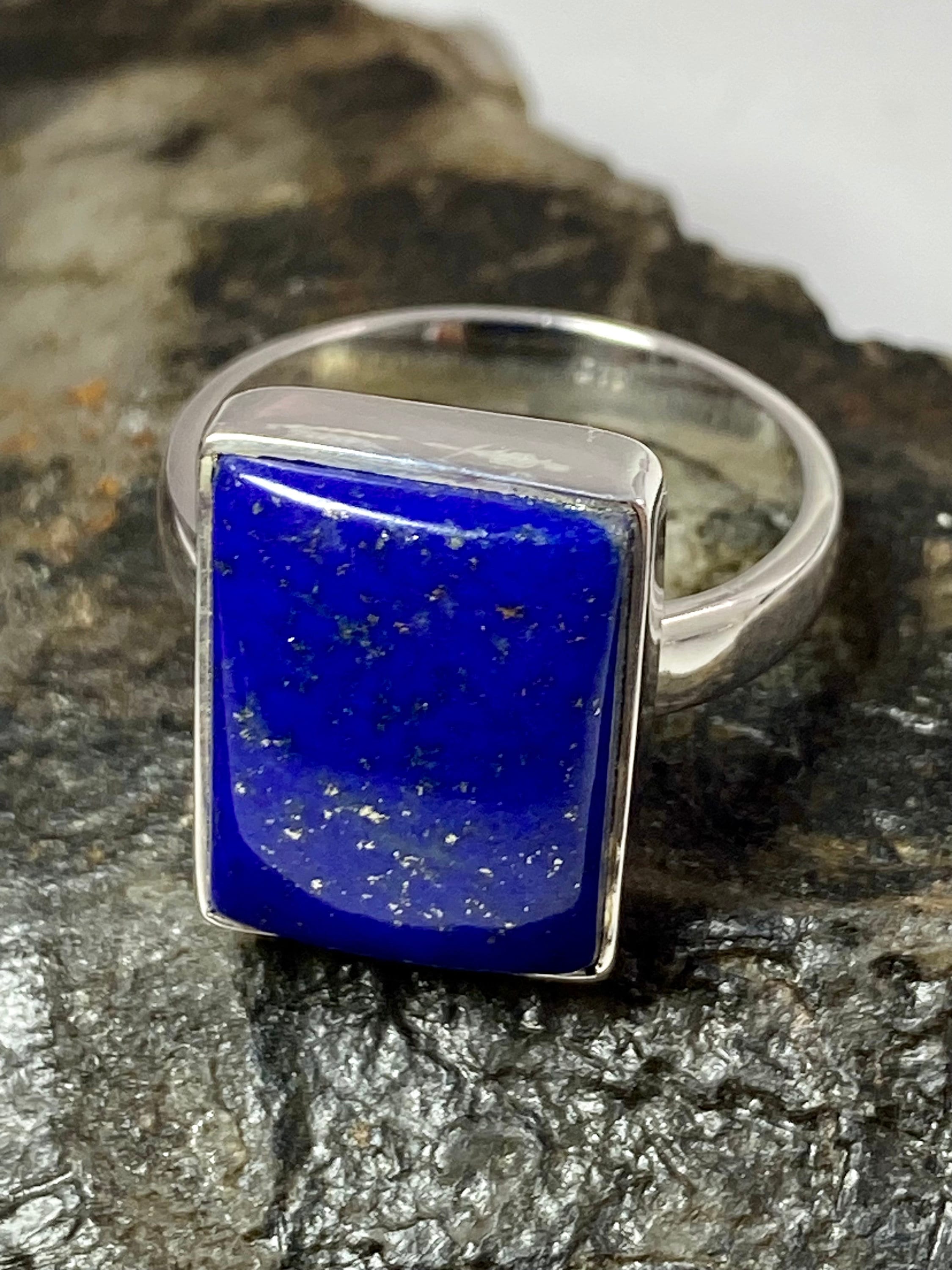 Natural Lapis Lazuli and Silver Ring (UV2918)