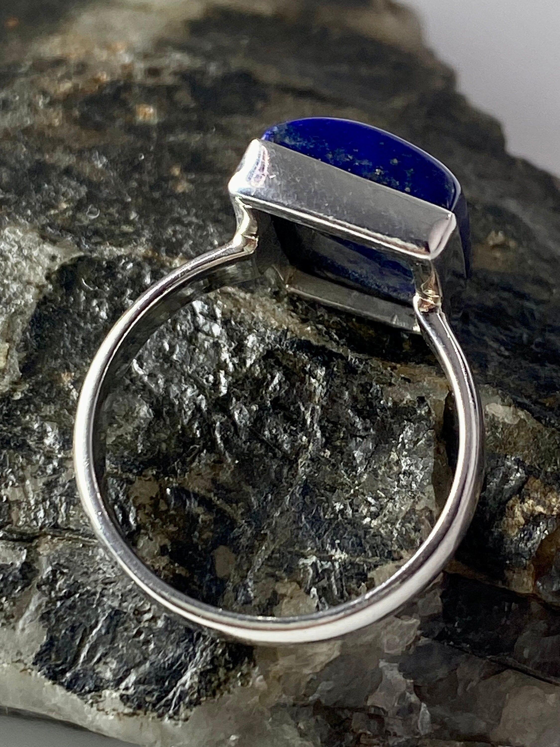 Natural Lapis Lazuli and Silver Ring (UV2742)