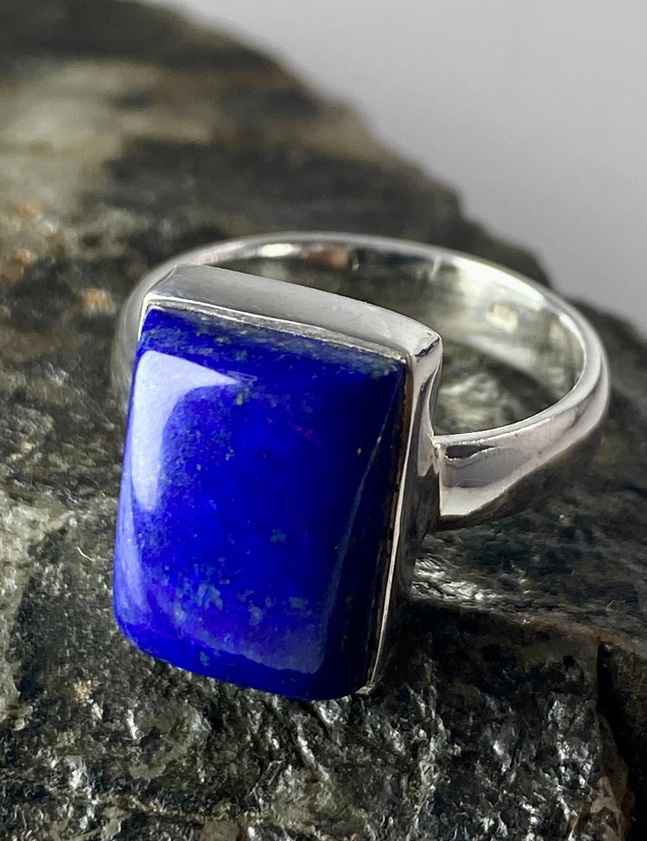 Natural Lapis Lazuli and Silver Ring (UV2742)