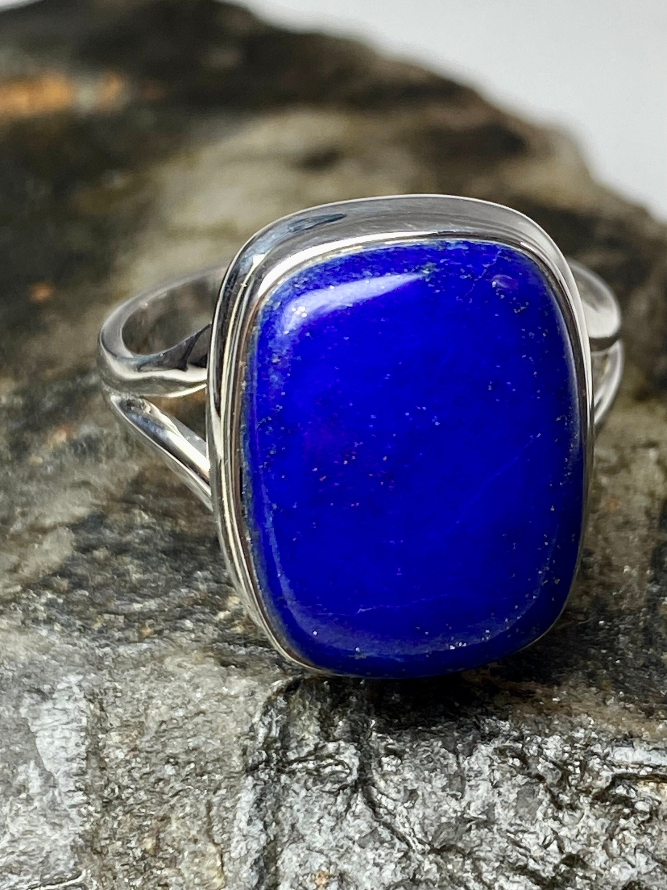 Natural Lapis Lazuli and Silver Ring (UV2798)