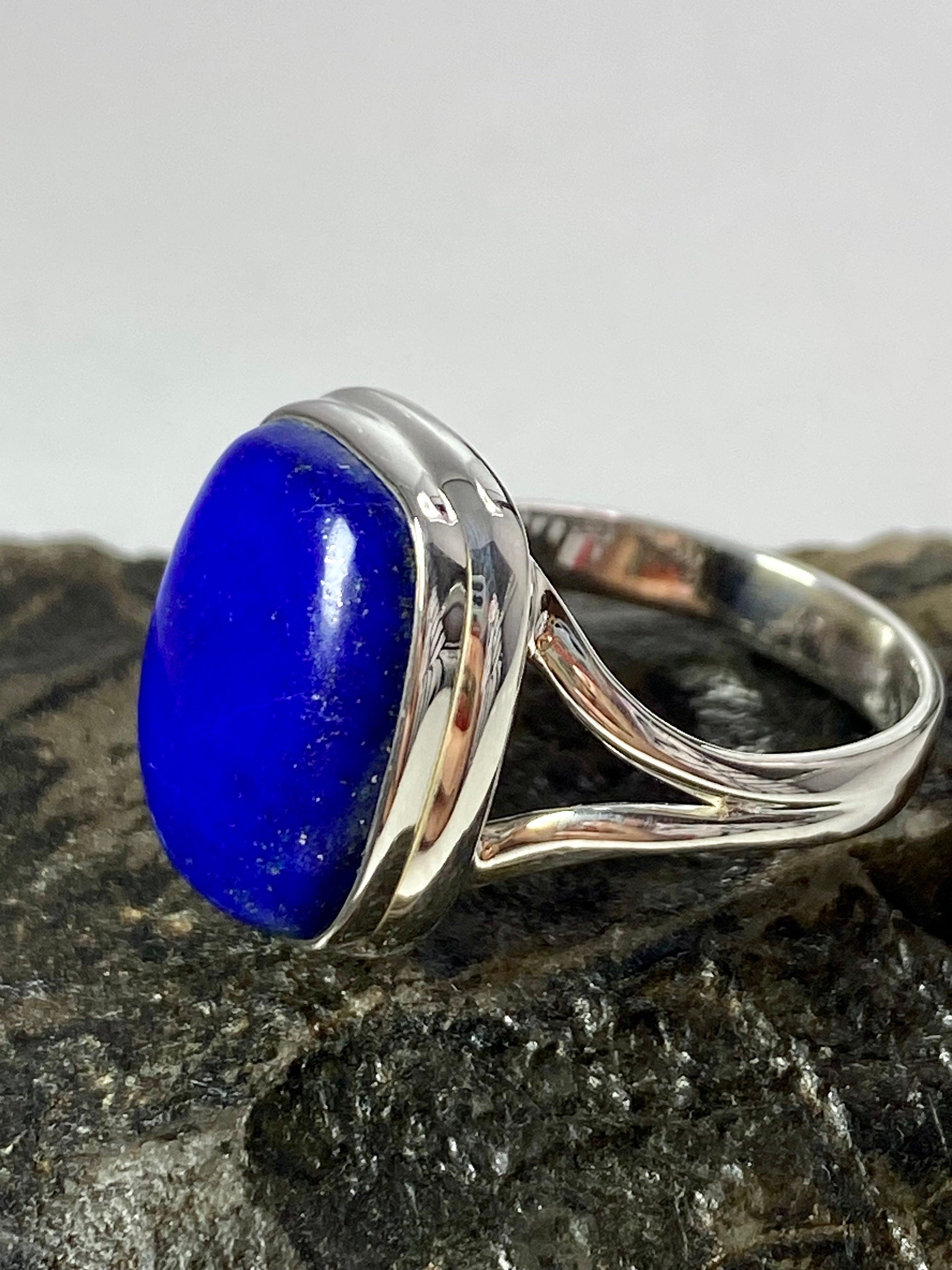 Natural Lapis Lazuli and Silver Ring (UV2798)