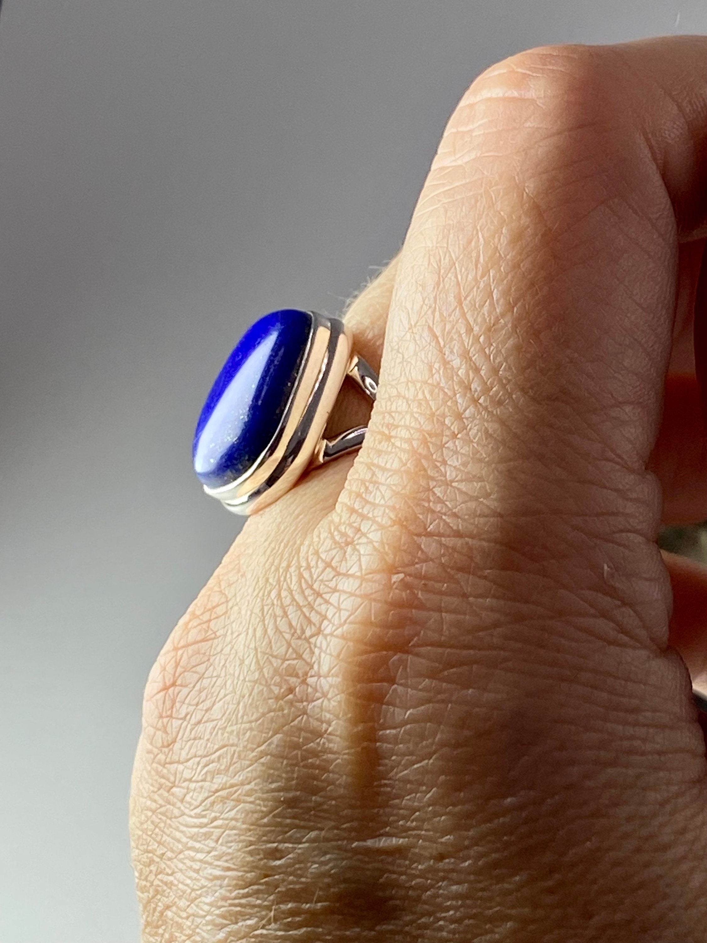 Natural Lapis Lazuli and Silver Ring (UV2798)