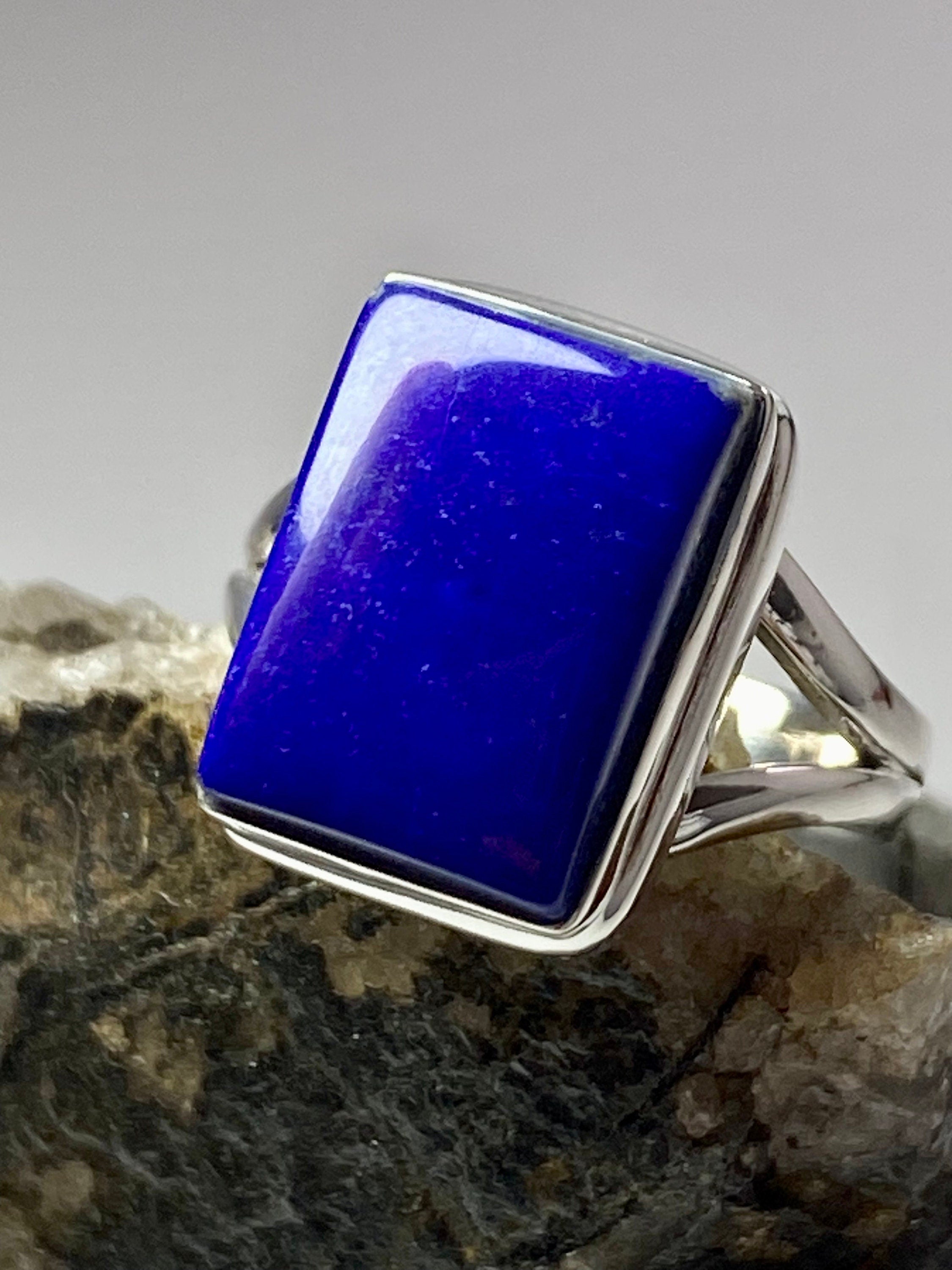 Natural Lapis Lazuli and Silver Ring (UV2782)