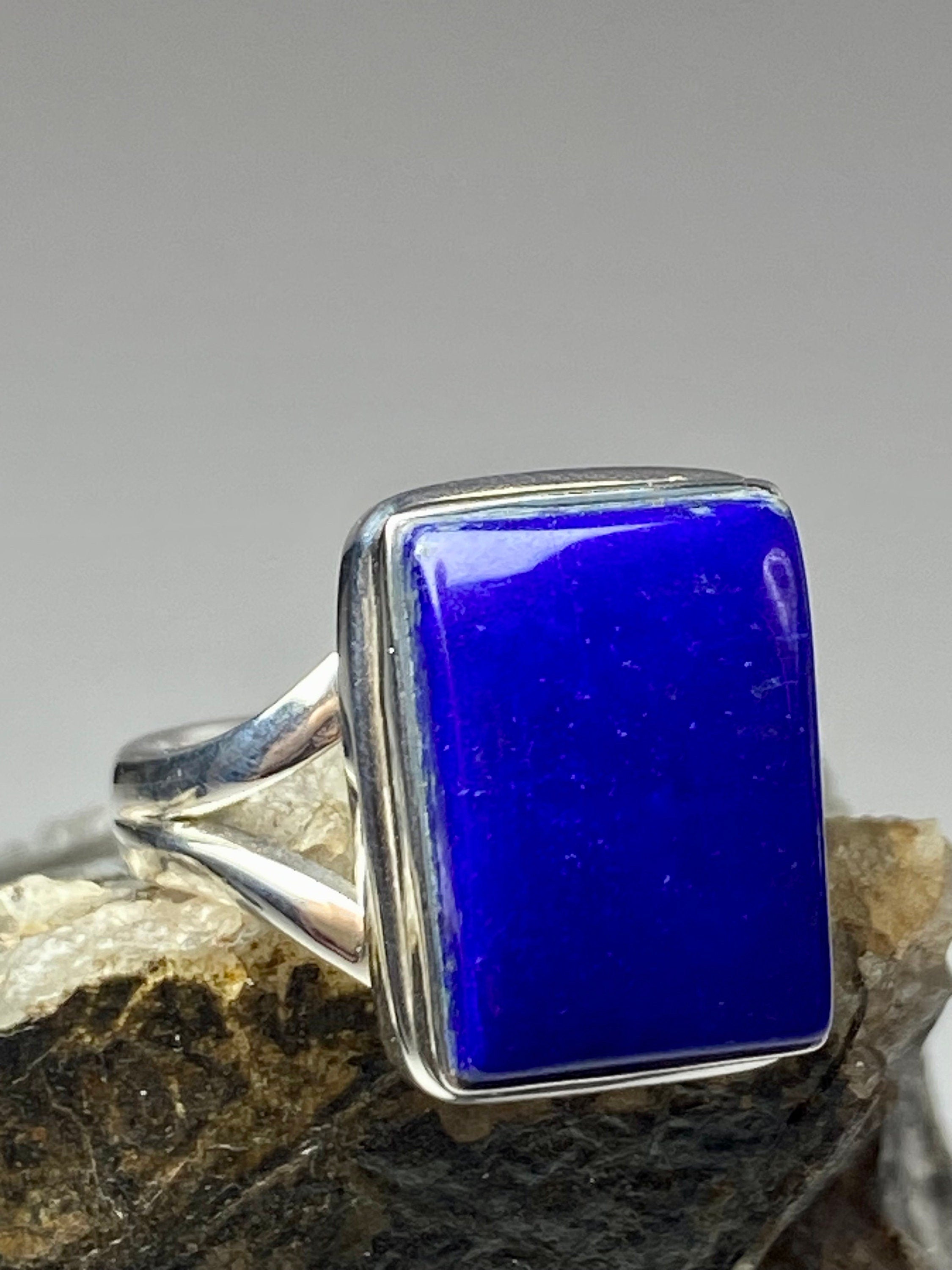 Natural Lapis Lazuli and Silver Ring (UV2782)