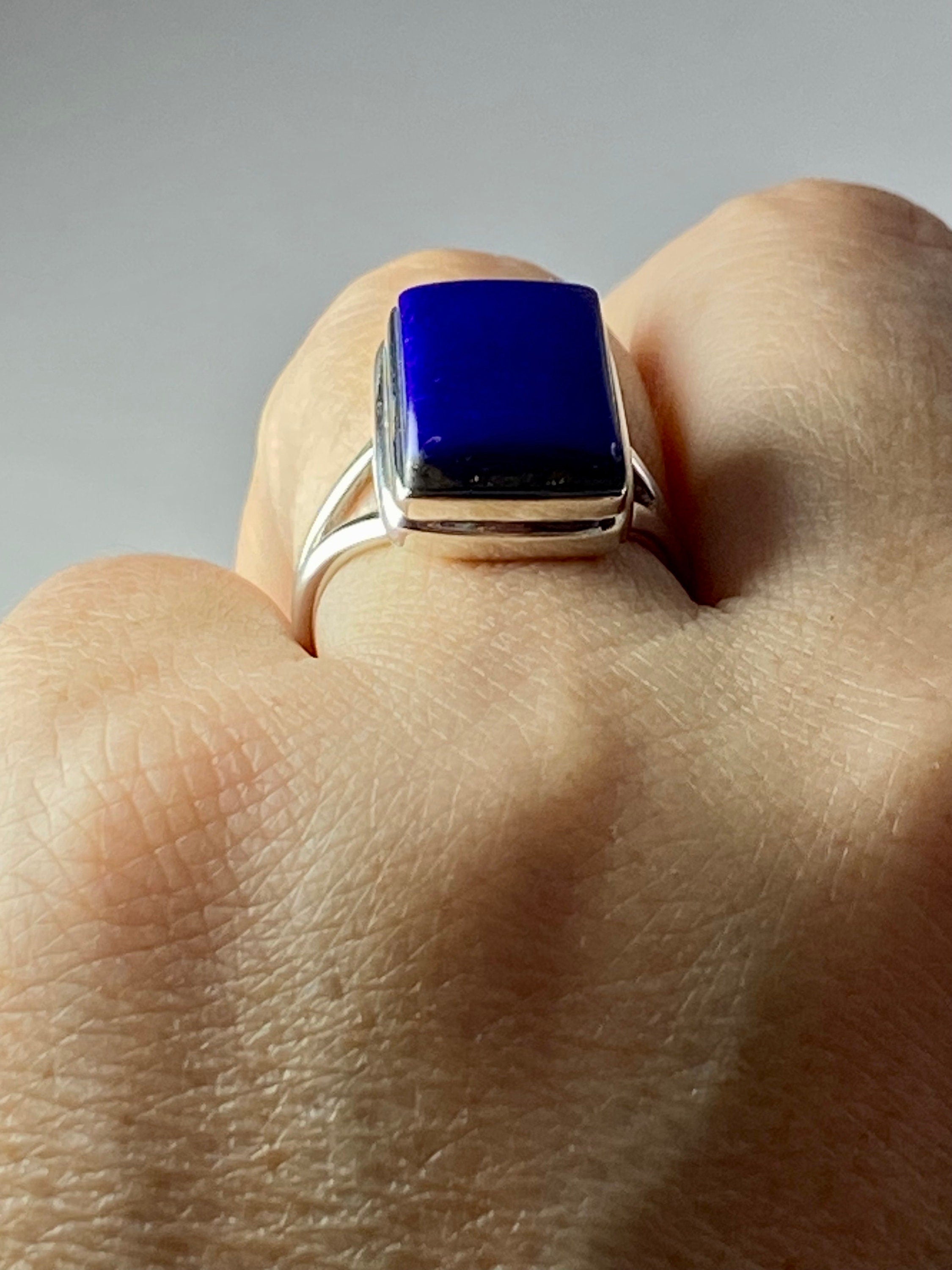 Natural Lapis Lazuli and Silver Ring (UV2782)