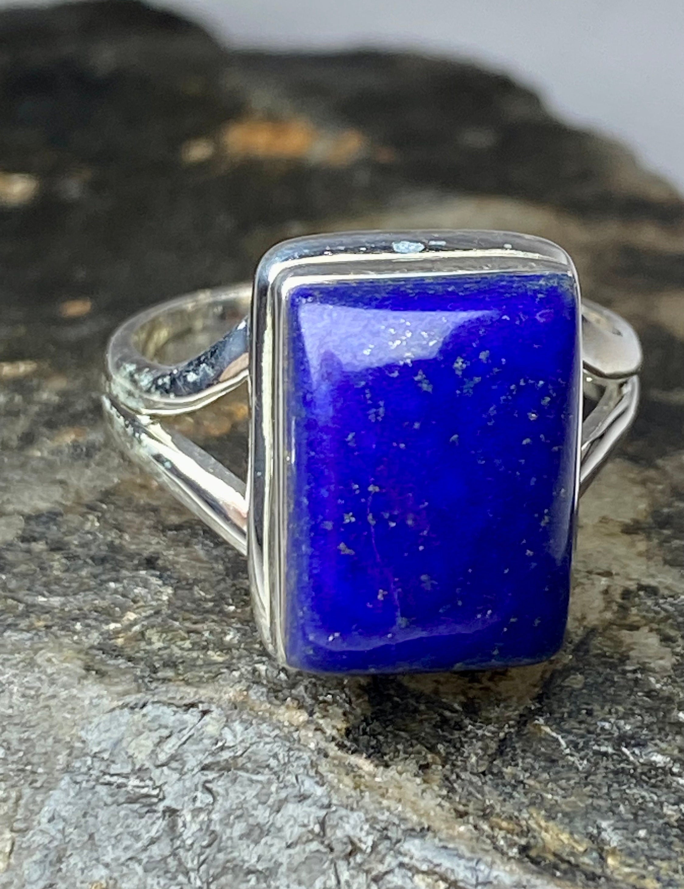 Natural Lapis Lazuli and Silver Ring (UV2763)