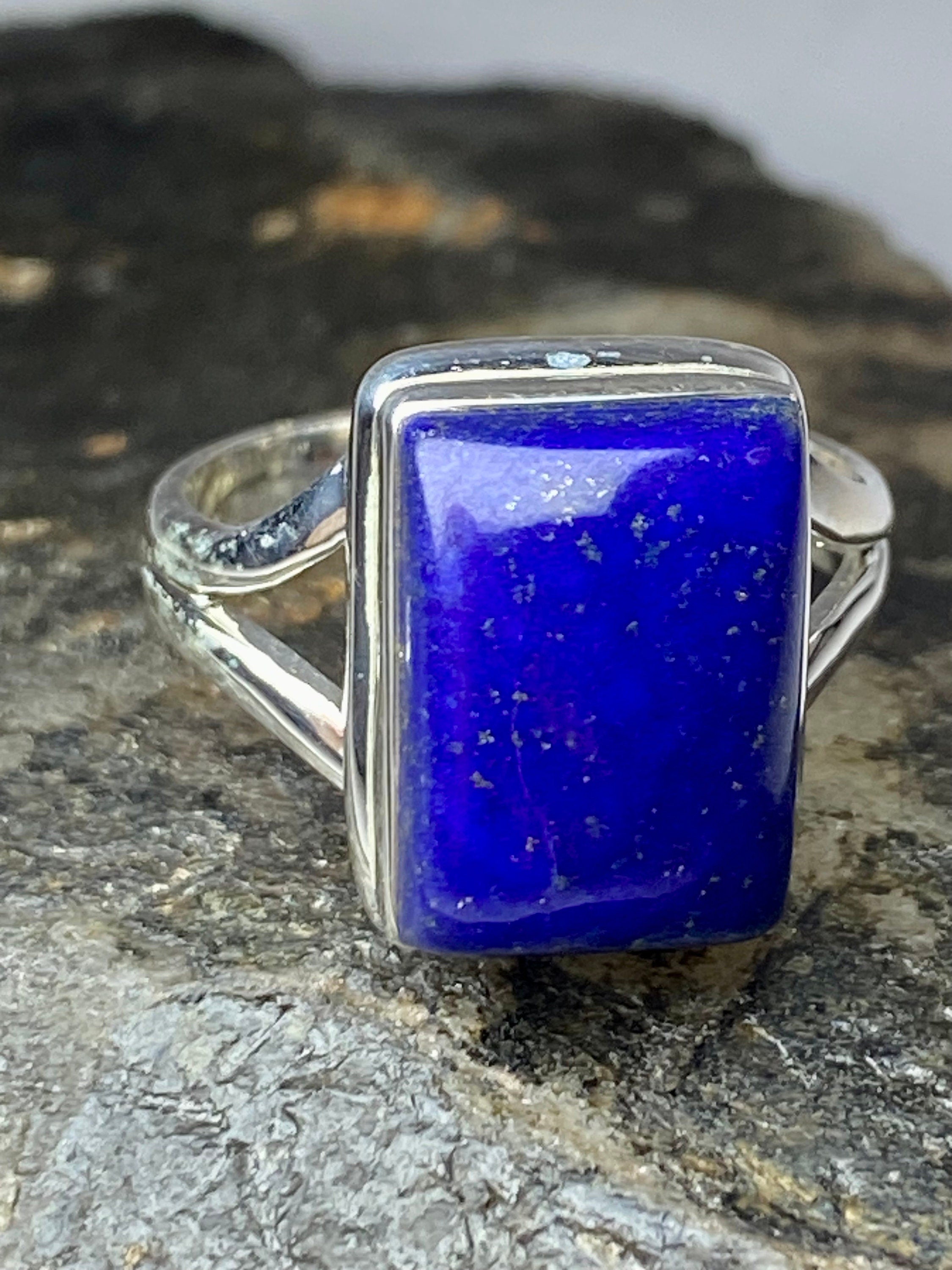 Natural Lapis Lazuli and Silver Ring (UV2763)