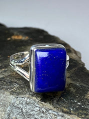 Natural Lapis Lazuli and Silver Ring (UV2763)