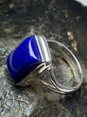 Natural Lapis Lazuli and Silver Ring (UV2763)