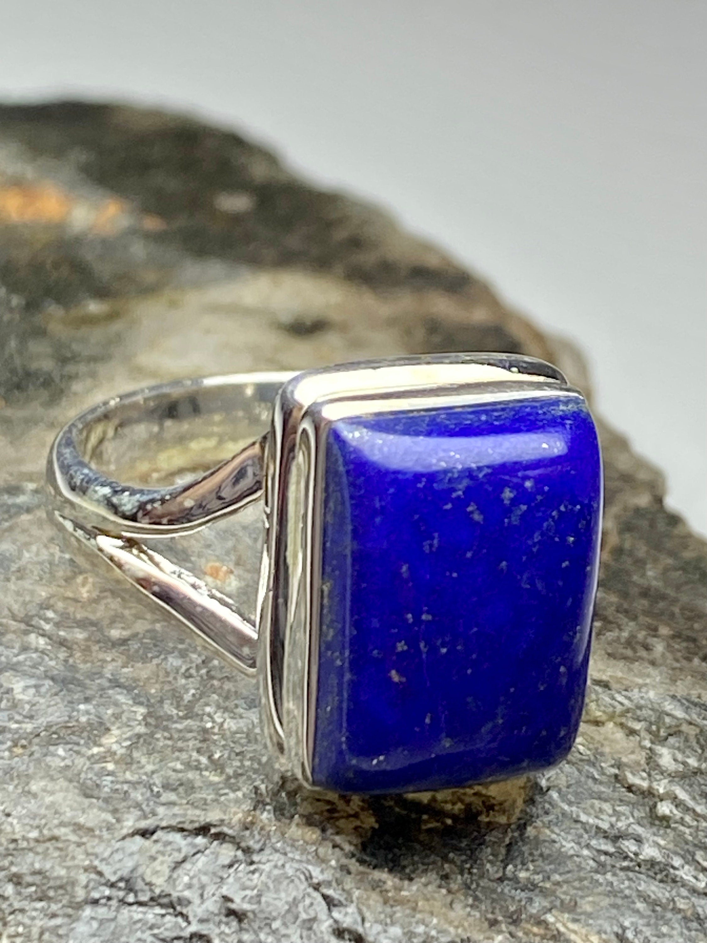 Natural Lapis Lazuli and Silver Ring (UV2763)