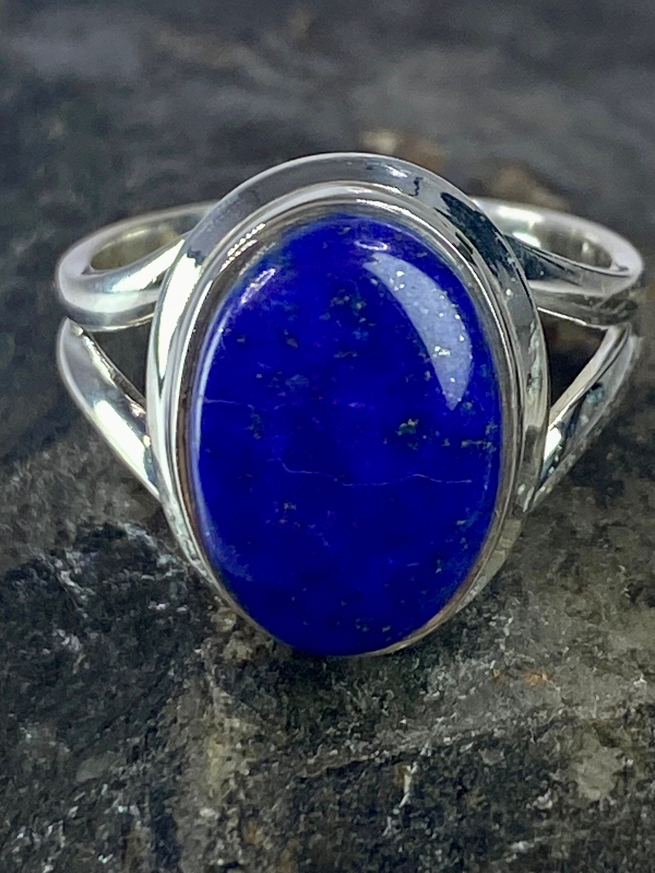 Natural Lapis Lazuli and Silver Ring (UV2776)