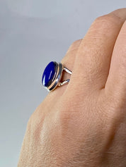 Natural Lapis Lazuli and Silver Ring (UV2776)