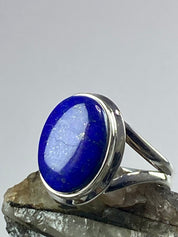 Natural Lapis Lazuli and Silver Ring (UV2776)