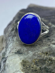 Natural Lapis Lazuli and Silver Ring (UV2937)