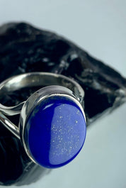 Natural Lapis Lazuli and Silver Ring (UV2937)