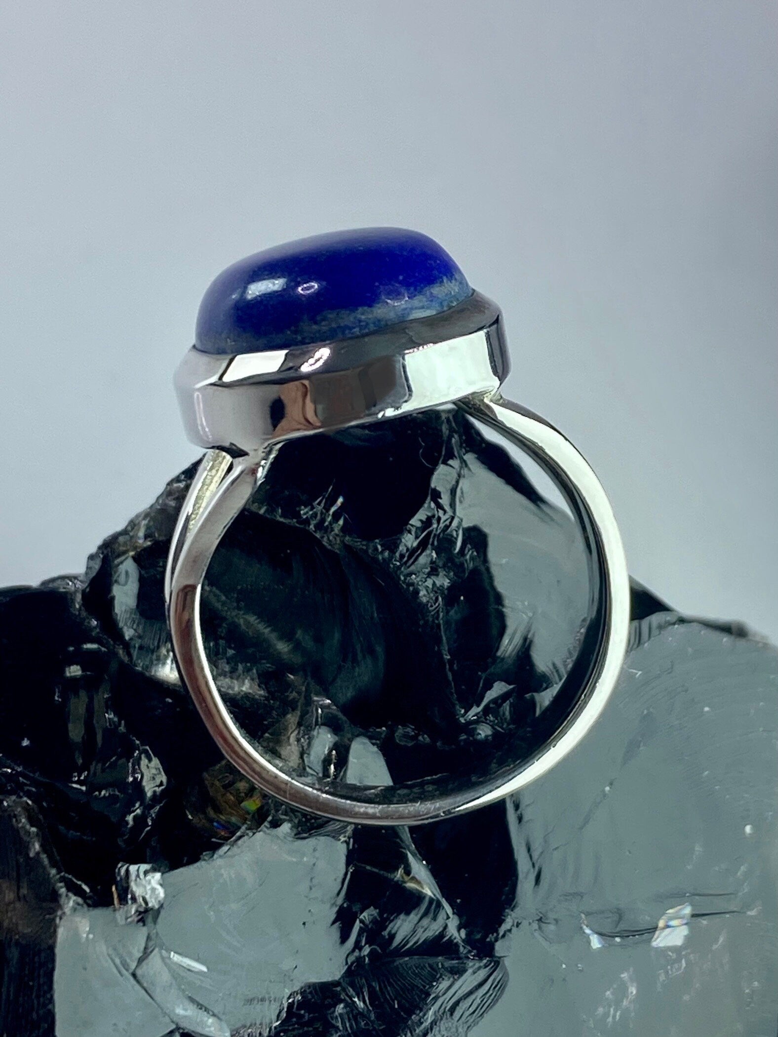 Natural Lapis Lazuli and Silver Ring (UV2917)