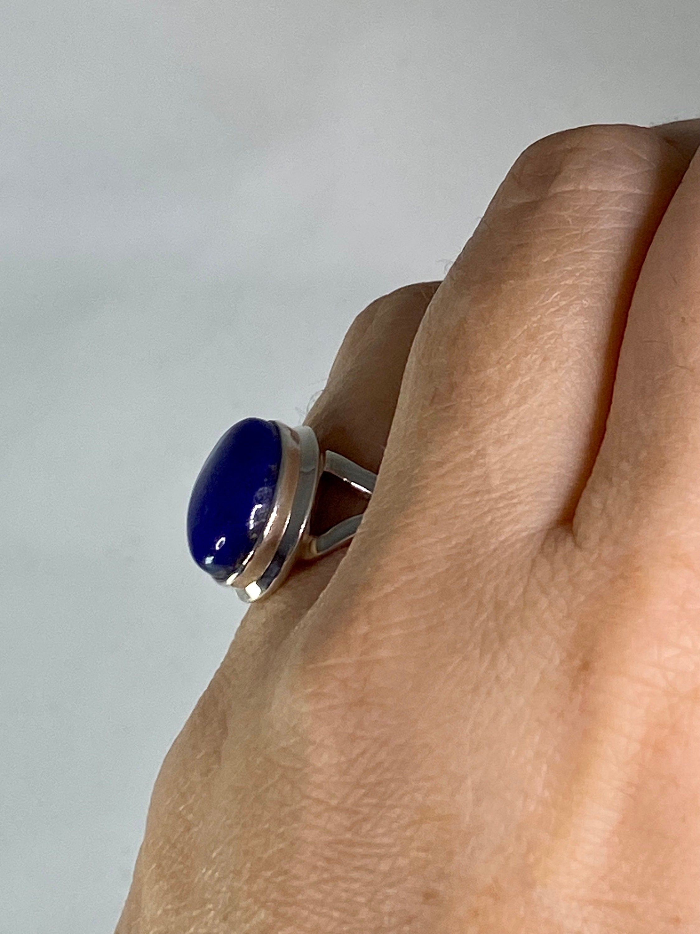 Natural Lapis Lazuli and Silver Ring (UV2766)