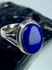 Natural Lapis Lazuli and Silver Ring (UV2766)