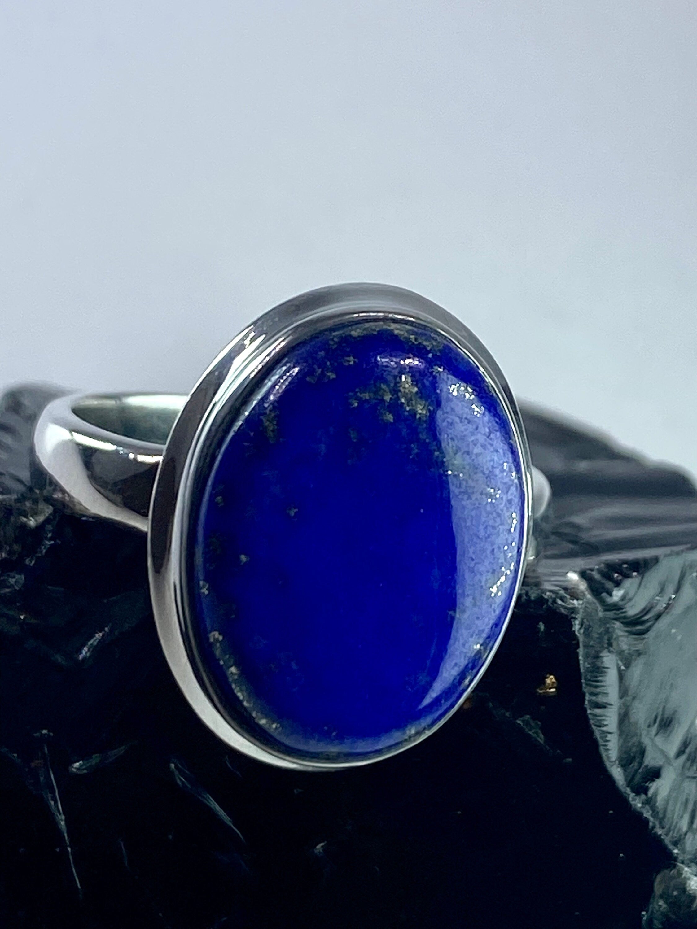 Natural Lapis Lazuli and Silver Ring (UV3314)