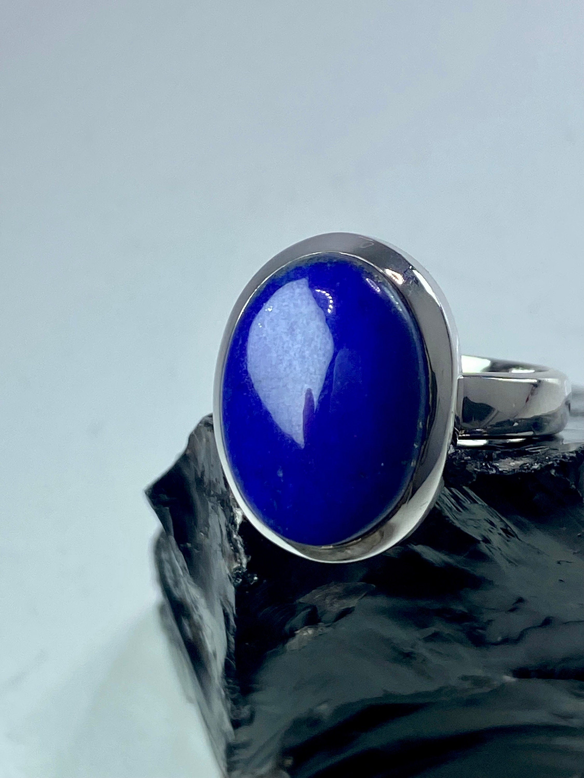 Natural Lapis Lazuli and Silver Ring (UV2964)