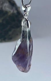 High Quality Cacoxenite in Purple Amethyst and Silver Pendant(С2)