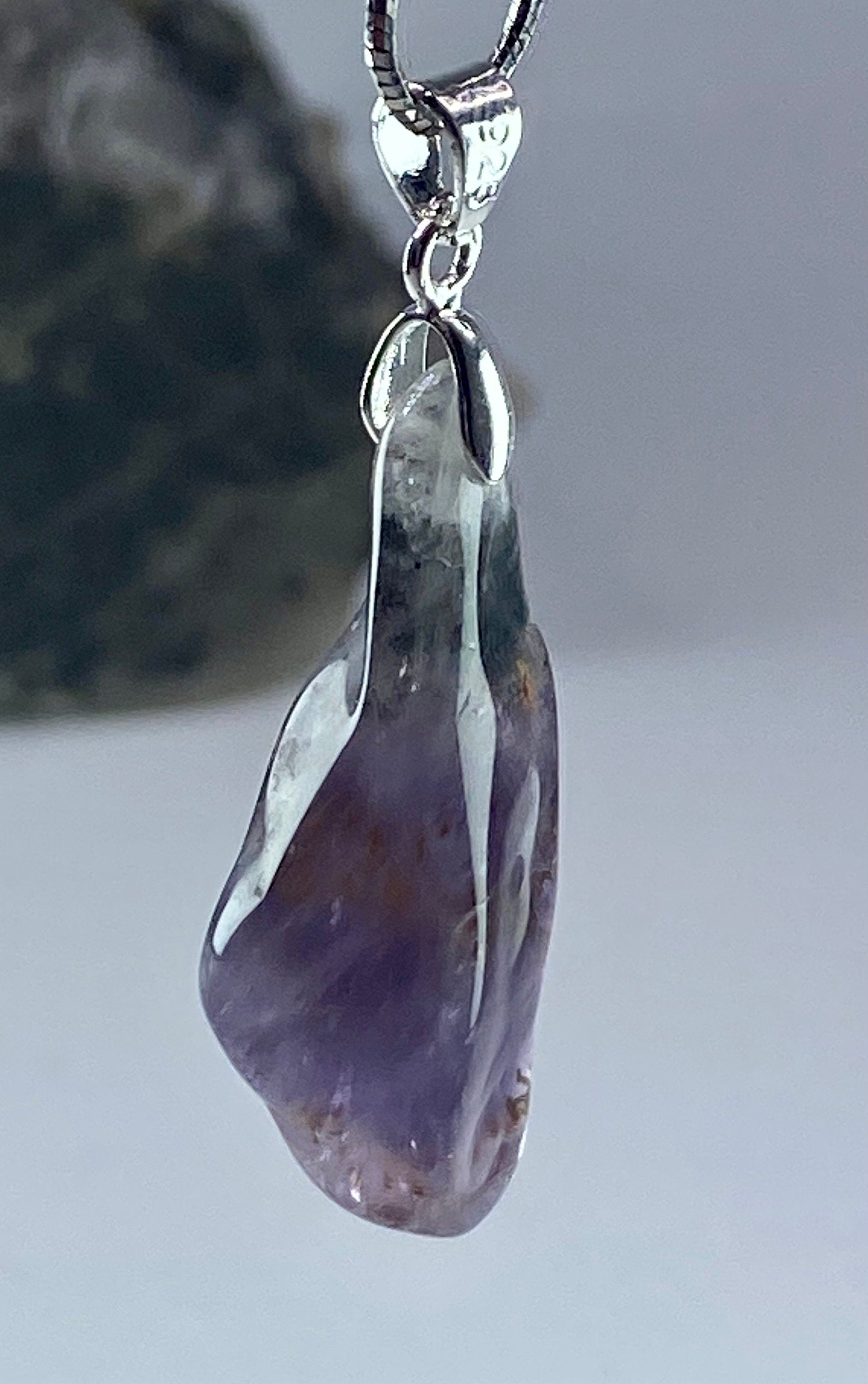 High Quality Cacoxenite in Purple Amethyst and Silver Pendant(С2)