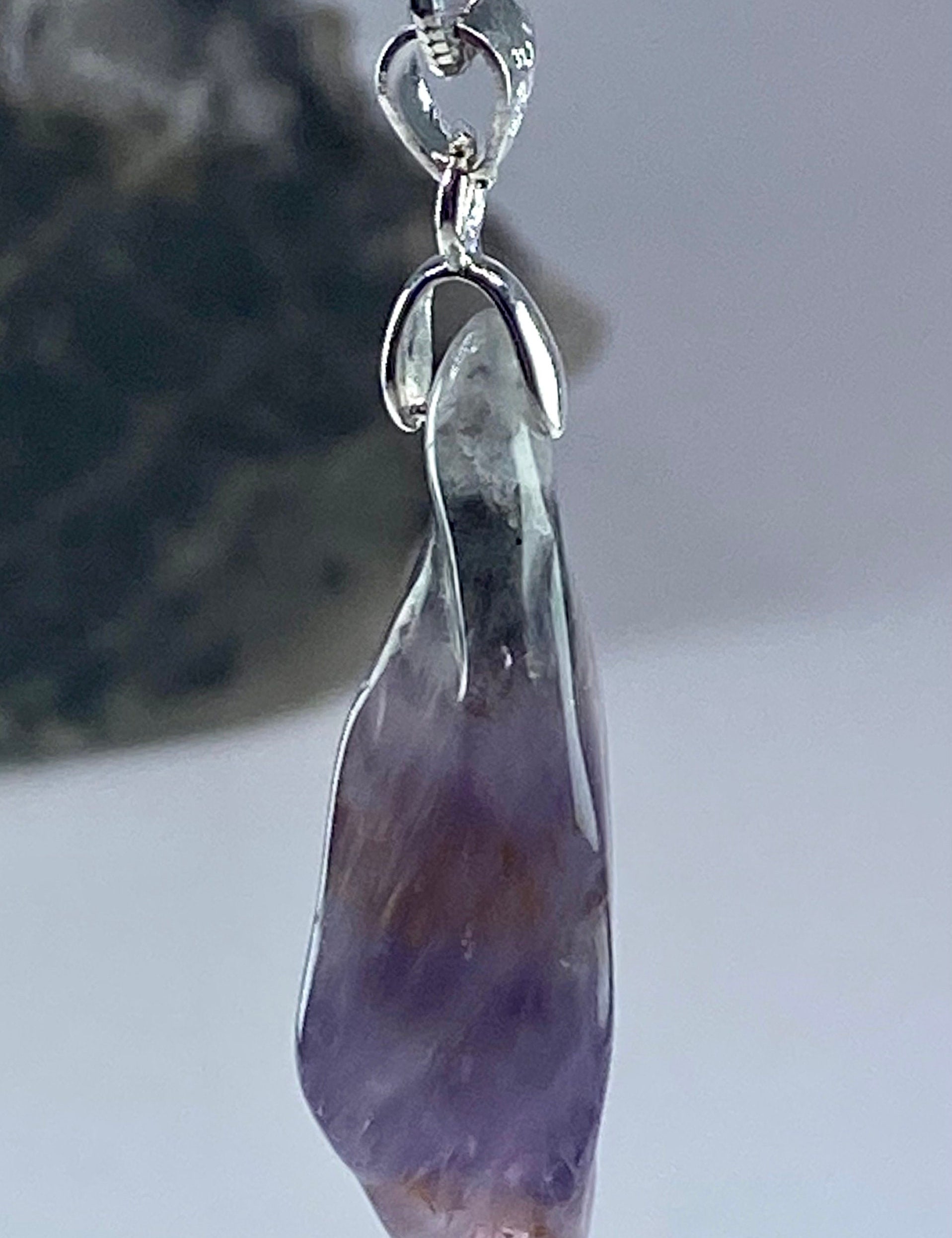 High Quality Cacoxenite in Purple Amethyst and Silver Pendant(С2)