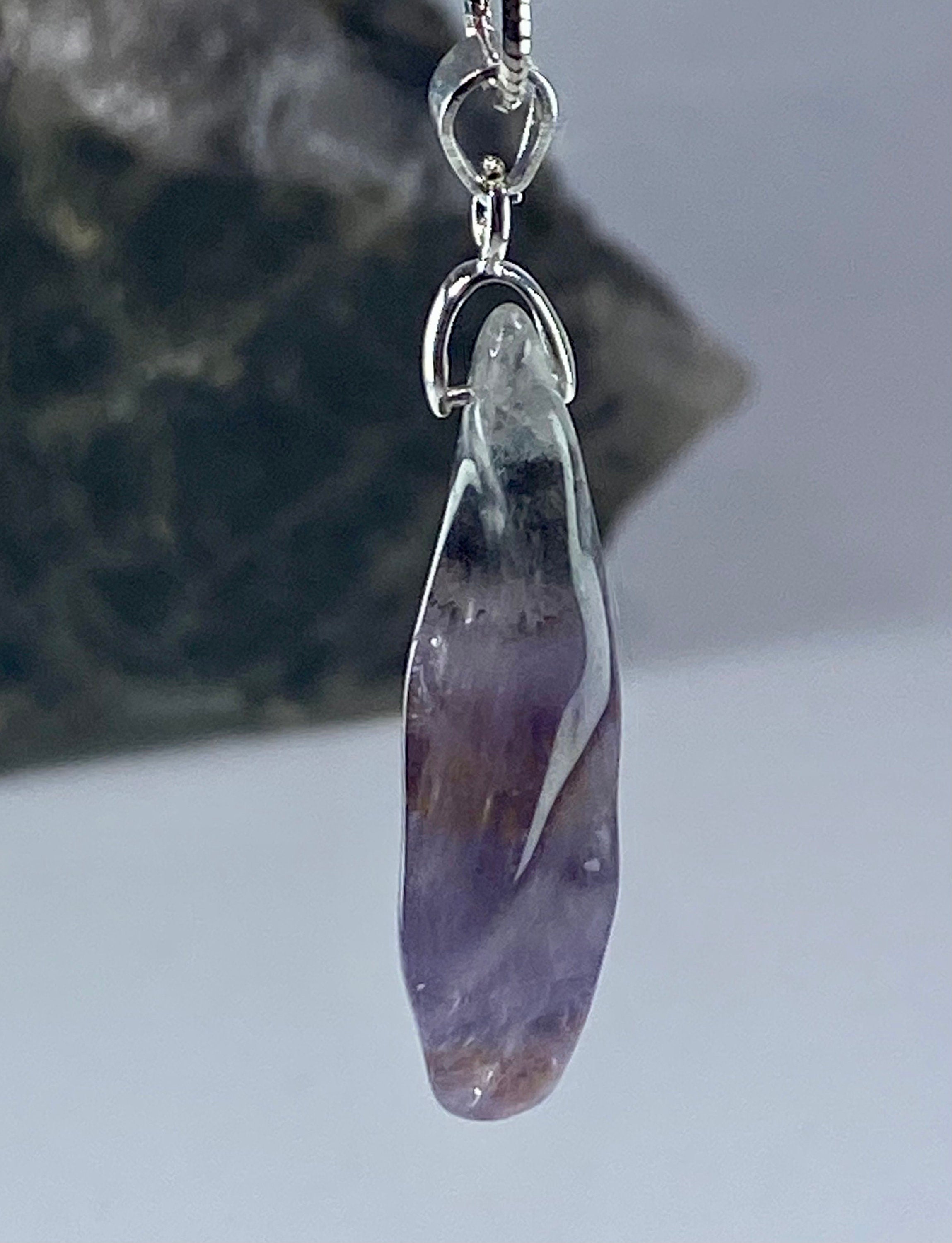 High Quality Cacoxenite in Purple Amethyst and Silver Pendant(С2)