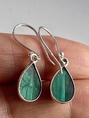 Natural Malachite and Silver Earrings(UV1650)