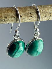 Natural Malachite and Silver Earrings(UV1648)