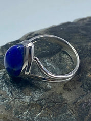 Natural Lapis Lazuli and Silver Ring (UV2786)