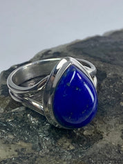 Natural Lapis Lazuli and Silver Ring (UV2786)