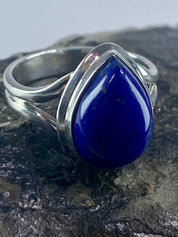 Natural Lapis Lazuli and Silver Ring (UV2786)